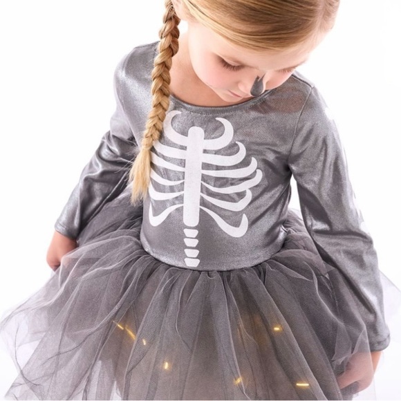 Pottery Barn Kids Silver Tutu Dress Skeleton Costume - Picture 1 of 14